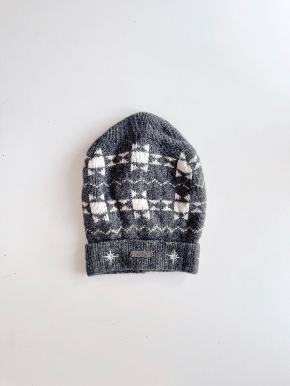 ADIDAS x STELLA MCCARTNEY Grey Star Wool Knit Slouchy Oversized Beanie, One Size